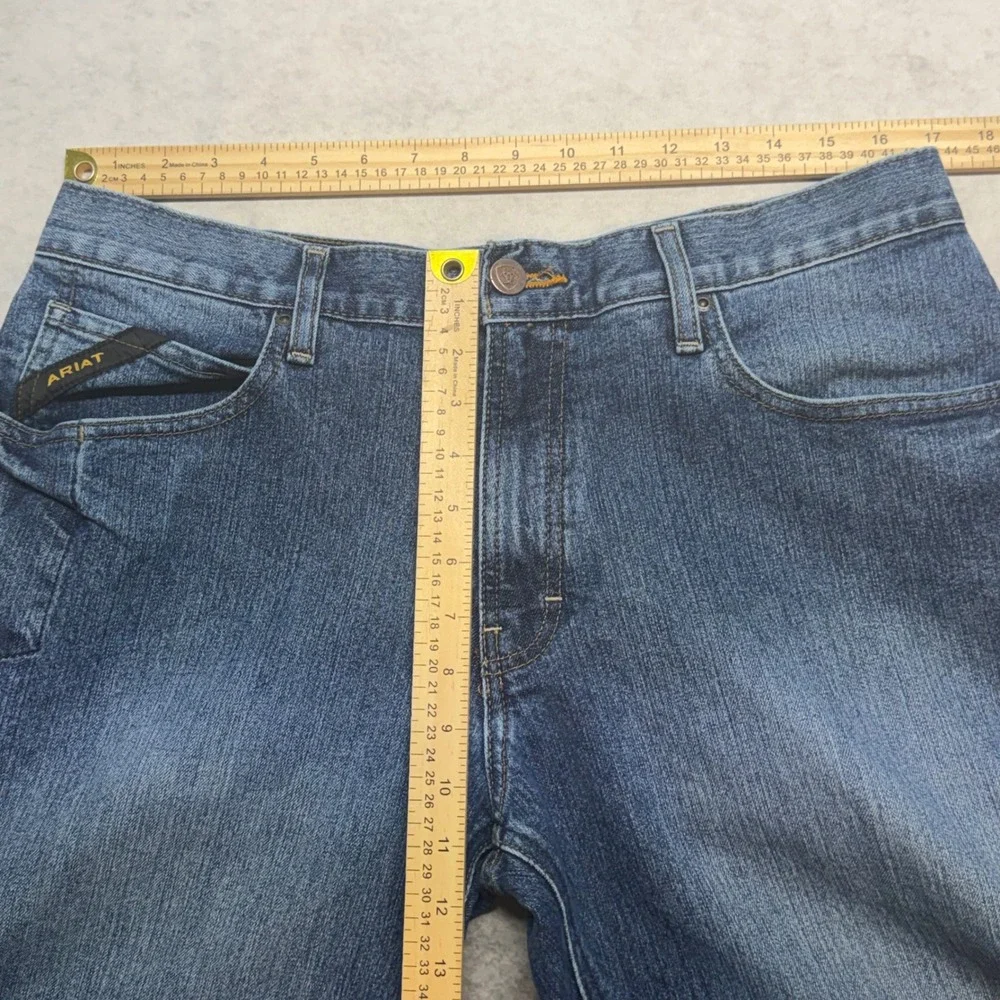 Ariat Rebar M3 Loose Straight Mens 34x32 Blue DuraStretch Stackable Work Jeans